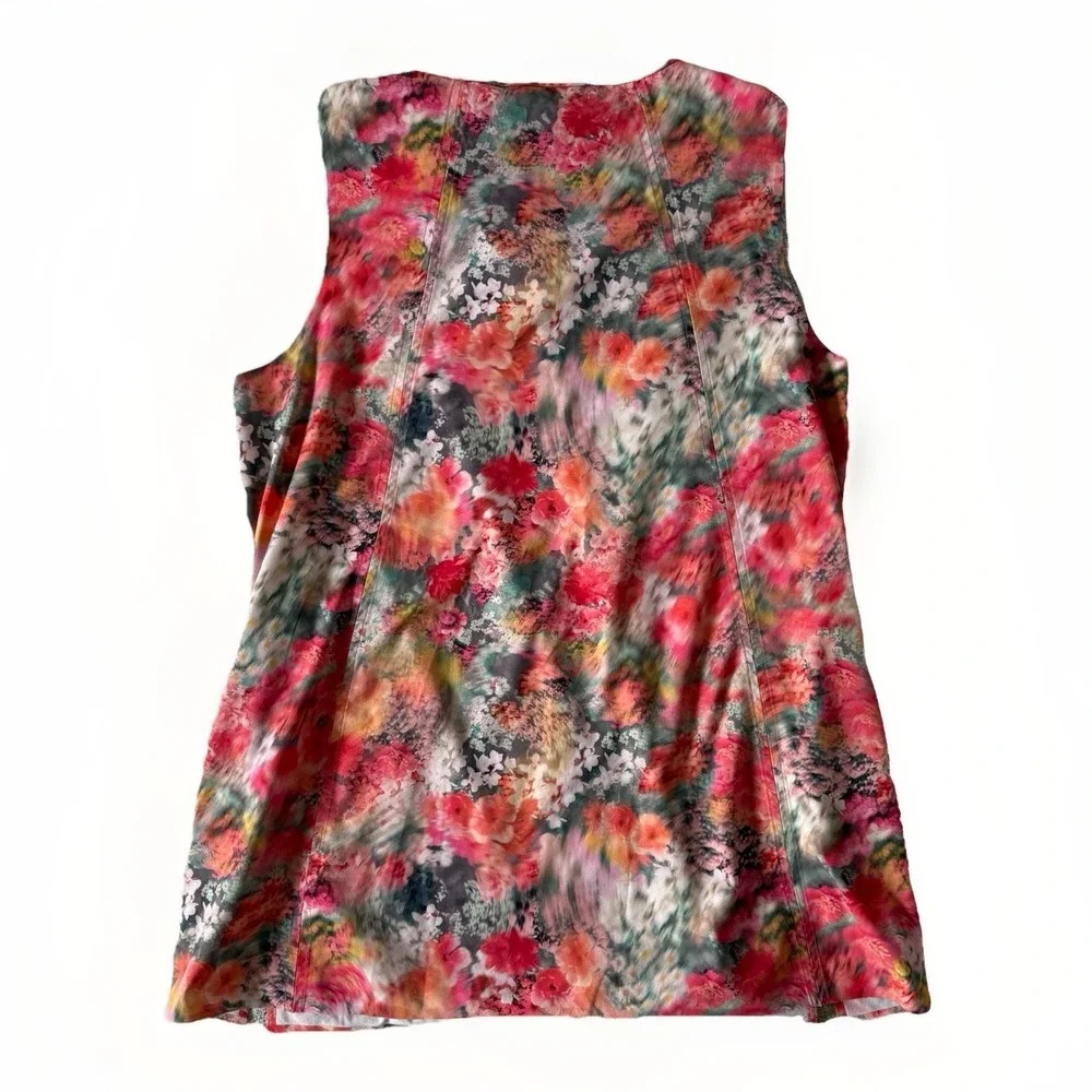 Athleta Refined Zephyr Tank Floral Print Sleeveless Workout Top Sz M Motion Blur - Picture 3 of 12